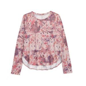 New Nordstrom Zella Girl Print Curved Hem T-Shirt Pink Splatter Size Large Top L